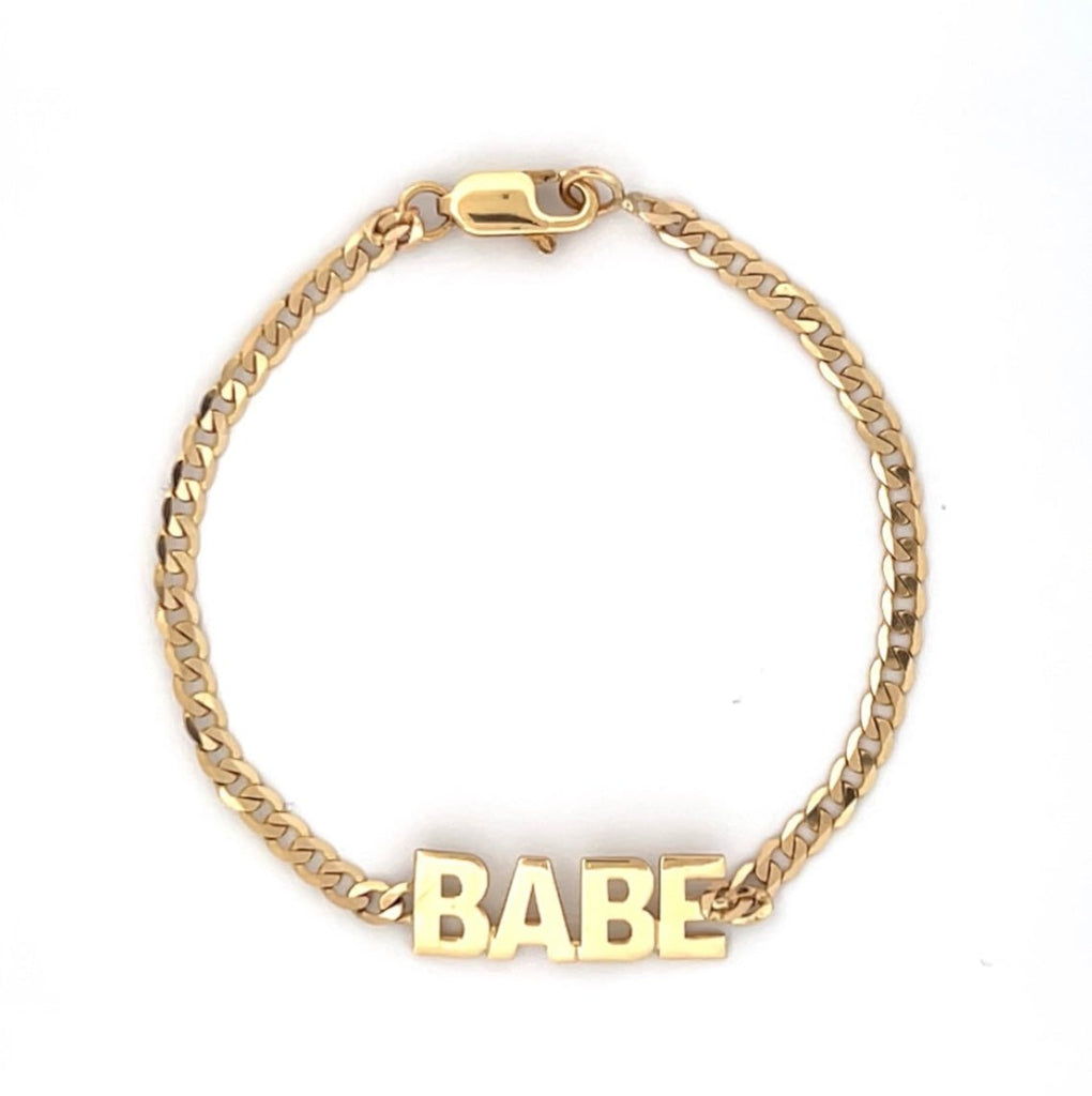 14K Gold BABE Curb Bracelet