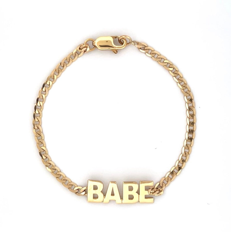14K Gold BABE Curb Bracelet