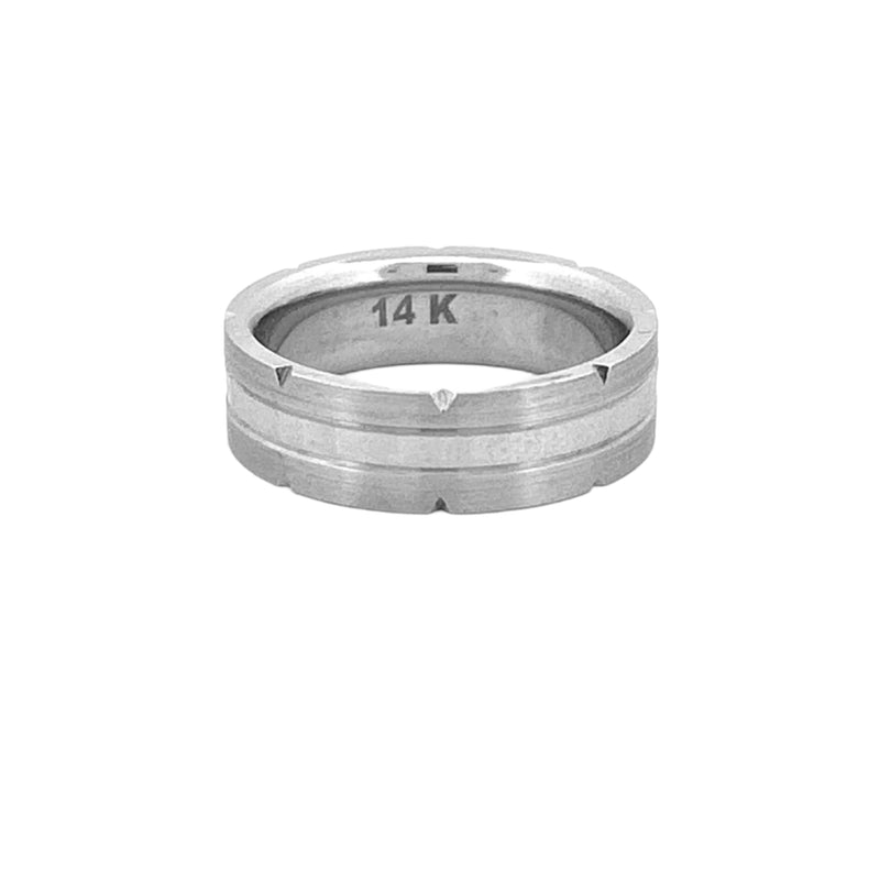 14K Gold Notched and Faceted Mens Band