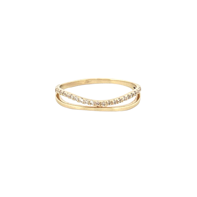 14K Gold Wavy Diamond and Straight Split Band