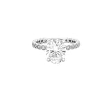 14K Gold 2.00 Carat Oval Moissanite Art Deco Engagement Ring w/ Double Under Halo