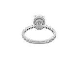 14K Gold 2.00 Carat Oval Moissanite Art Deco Engagement Ring w/ Double Under Halo