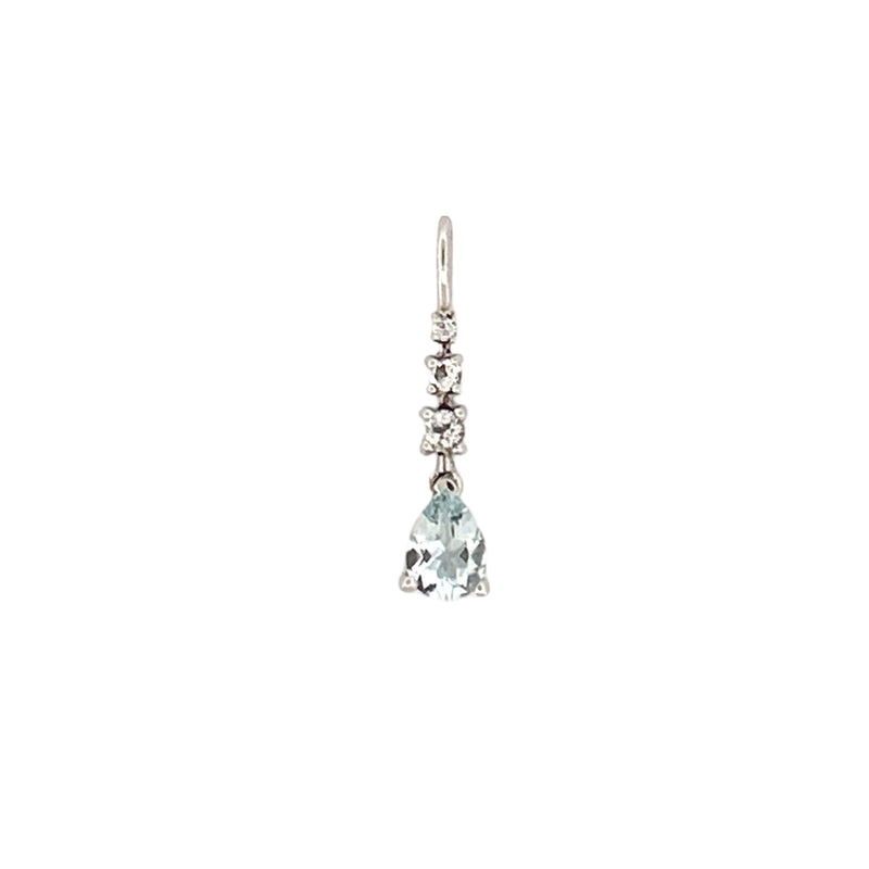 14K Gold Drop Pear Natural Aquamarine and Diamond Pendant