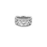 14K Gold Floral Row Diamond Round Wedding Band