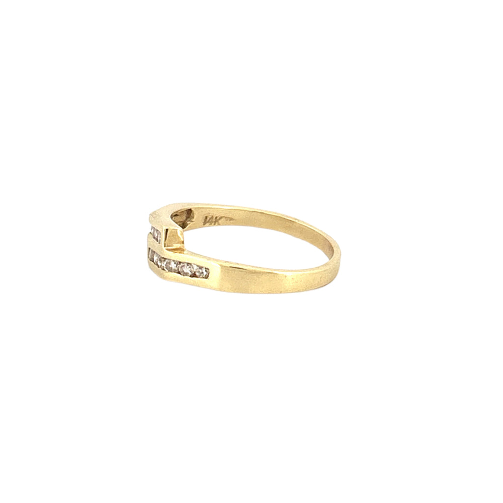 14K Gold Channel Set Flat Top Diamond Band
