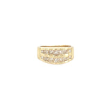 14K Gold Two Row Princess Diamond Steps Band