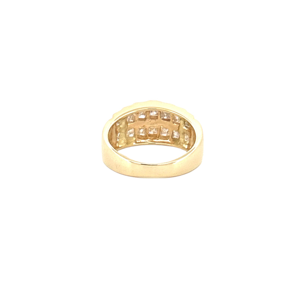 14K Gold Two Row Princess Diamond Steps Band