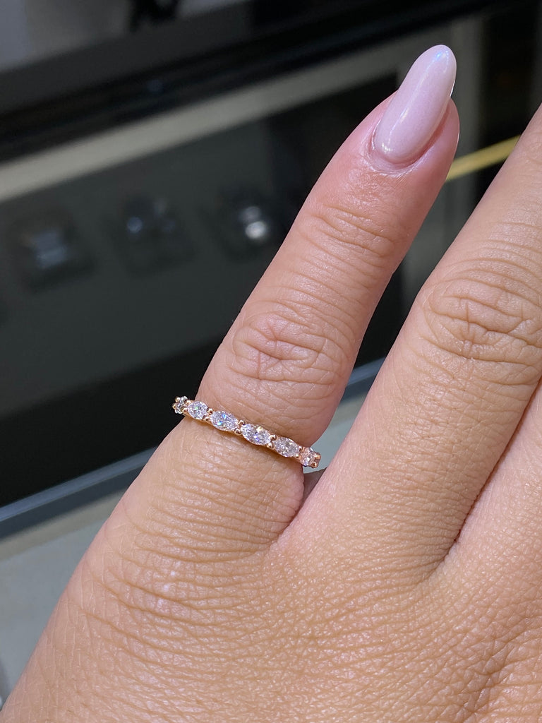 14K Gold Marquise Shared Prong Lab Grown Diamond Eternity Band