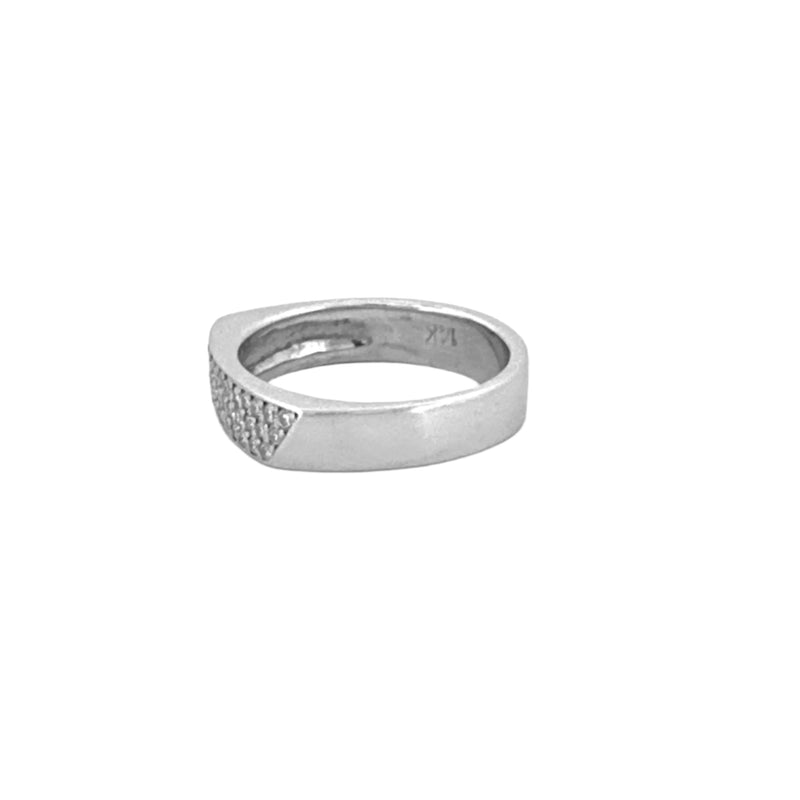 14K Gold Slanted Three Row Flat Diamond Pave Band