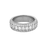 14K Gold Three Row Diamond Mens Band w/ Diamond Walls