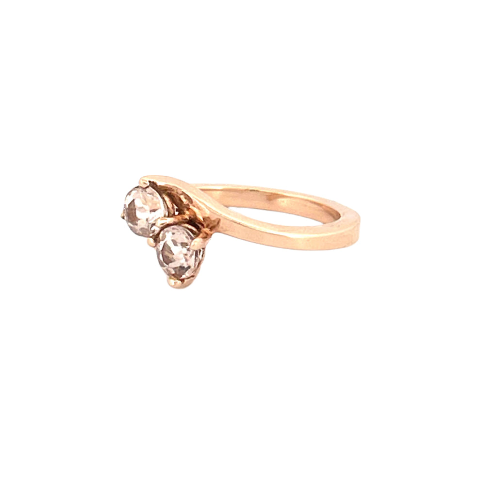 14K Gold Two Round Morganite Split Band