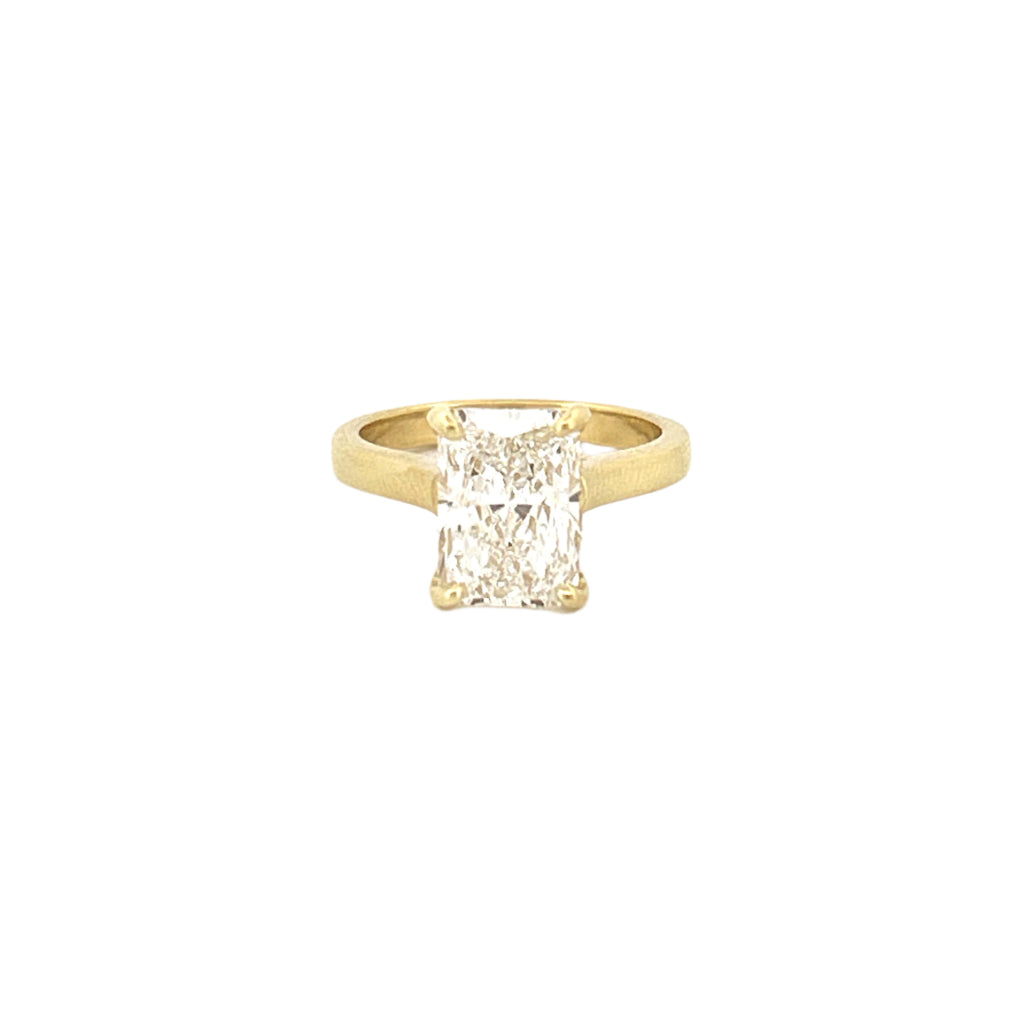 14K Gold 3.00 Carat Lab Grown Radiant Diamond Cathedral Under Halo Engagement Ring
