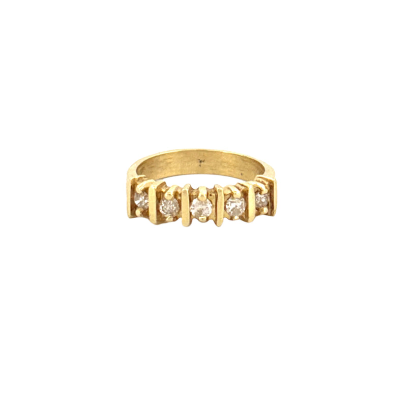 14K Gold Thick Prong Round Diamond Band