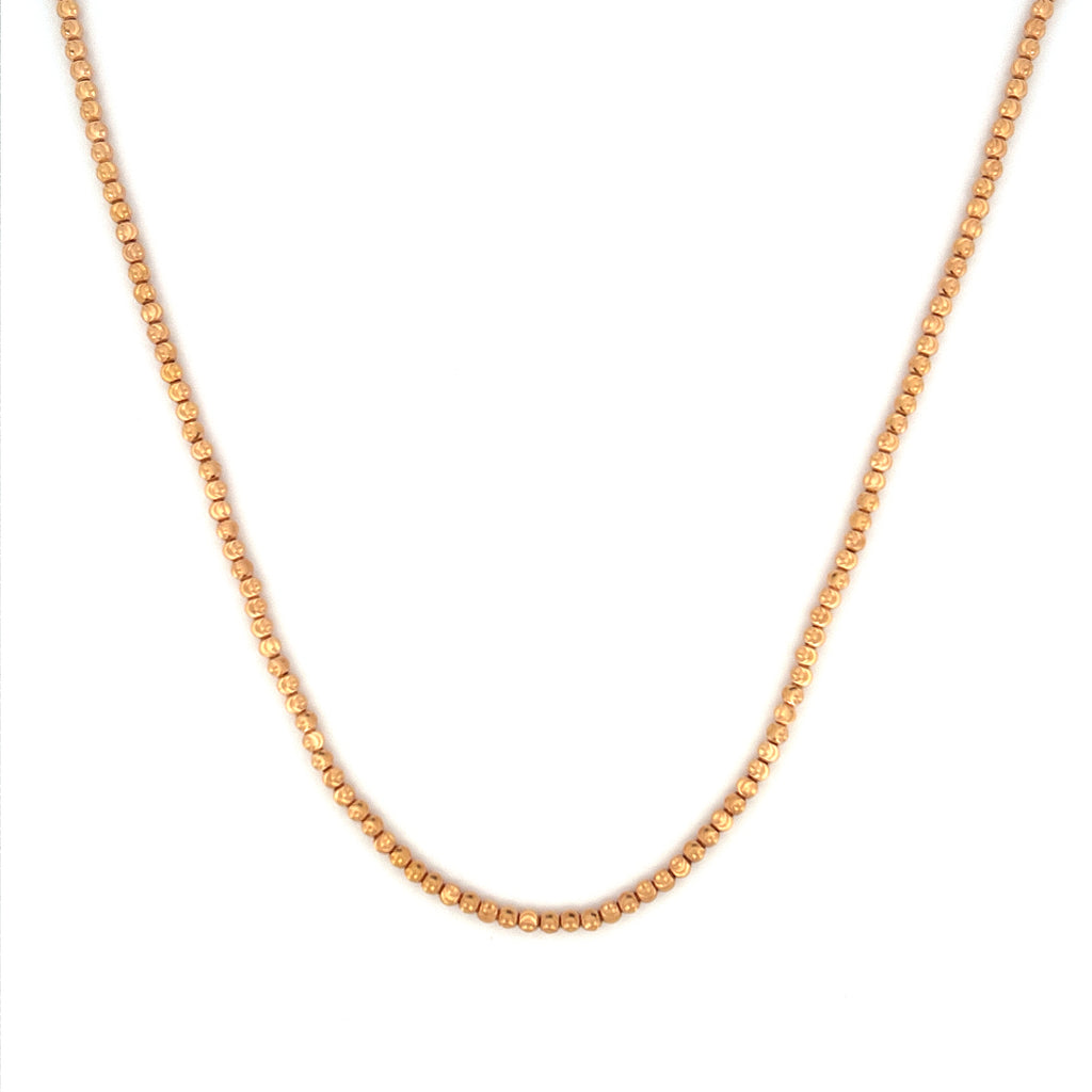 14K Gold Moon Cut Bead Chain Necklace