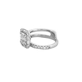 14K Gold Baguette Cluster Diamond Halo Two Layer Engagement Ring