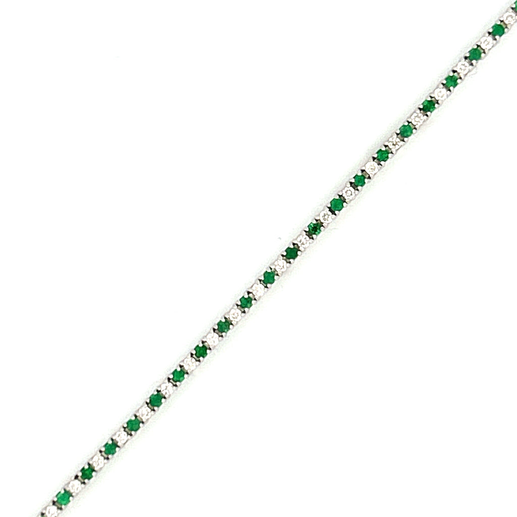 14K Gold Emerald and Diamond Tennis Bracelet