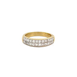 14K Gold Two Row Invisible Princess Diamond Band
