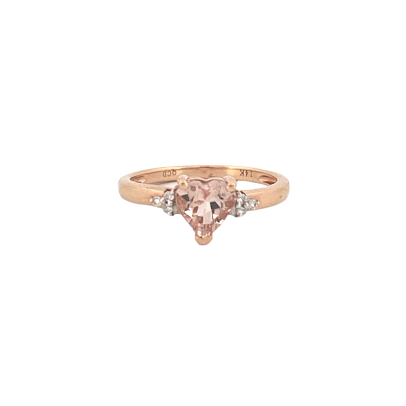 14K Gold 1.00 Carat Heart Morganite Engagement Ring