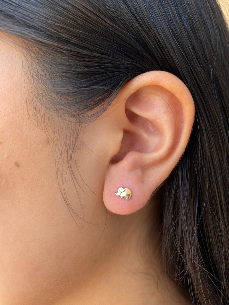14K Gold Elephant Earrings