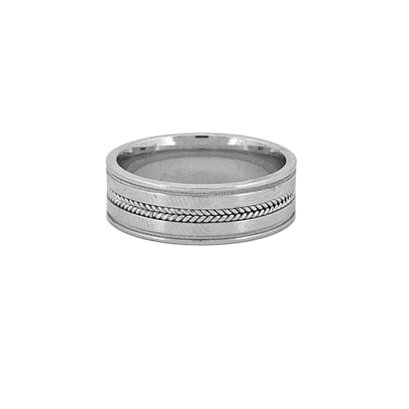 14K Gold Center Braided Mens Band