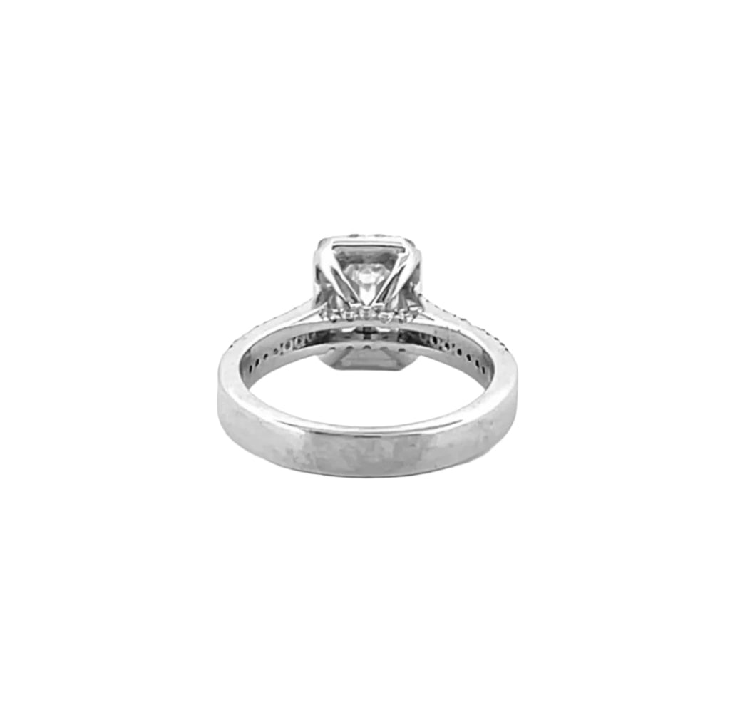 14K Gold 1.00 Carat Lab Grown Emerald Diamond Halo Three Row Engagement Ring