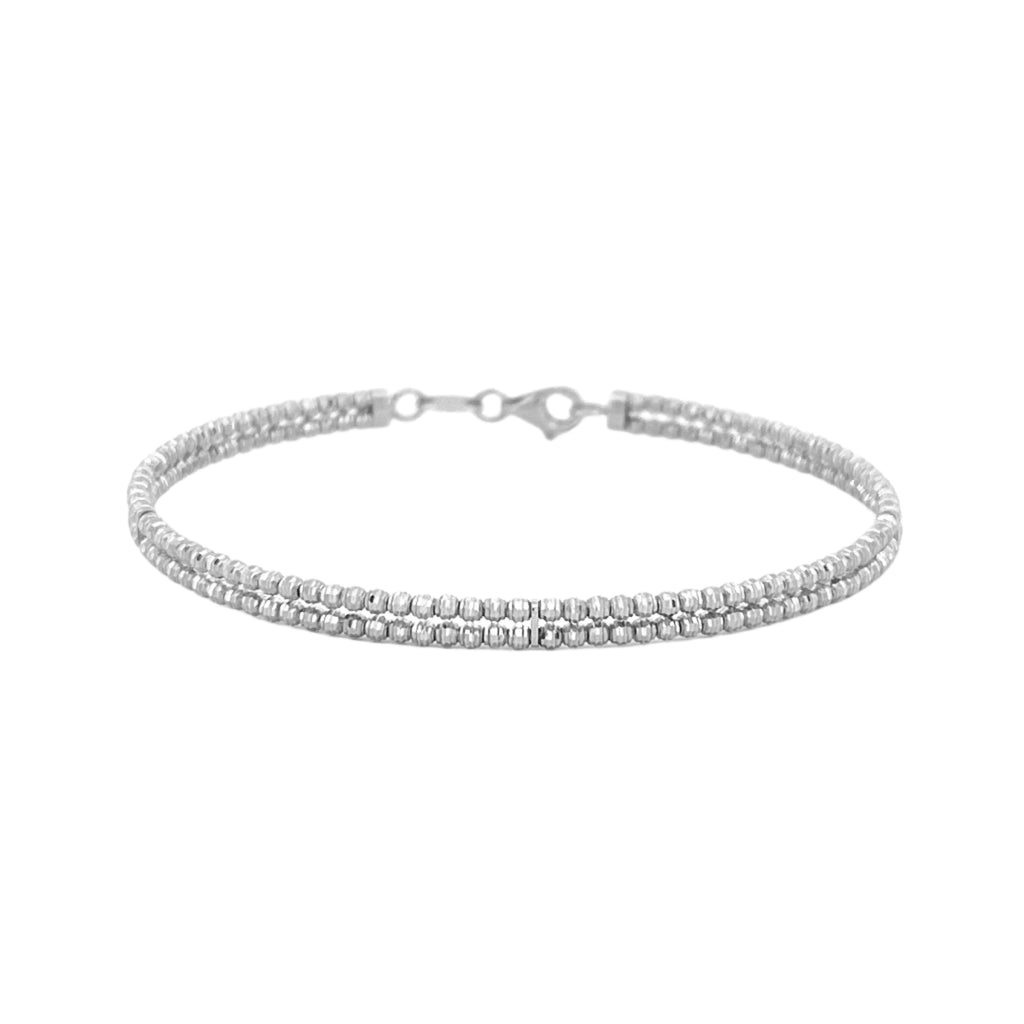 14K Gold Double Layer Diamond Cut Bangle Bracelet