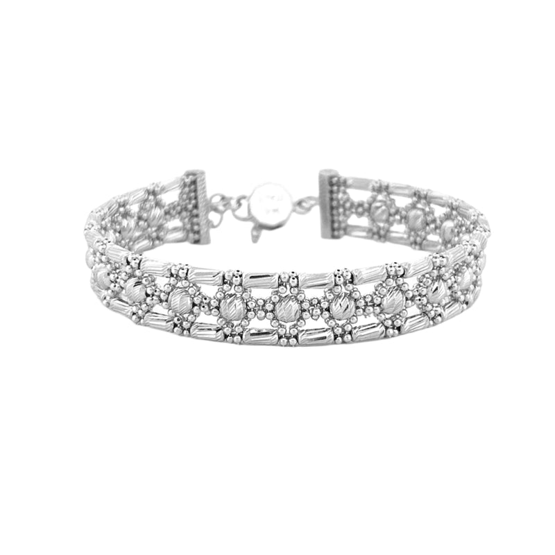 14K Gold Triple Layer Diamond Cut Bangle Bracelet
