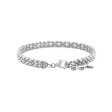 14K Gold Double Layer Diamond Cut Bead Link Bangle Bracelet