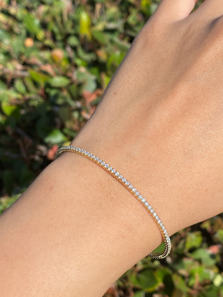 14K Gold Thin Flexible Tennis Bangle