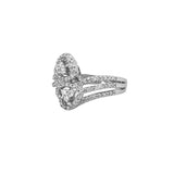 14K Gold Three Row Diamond Heart Wrapped Band