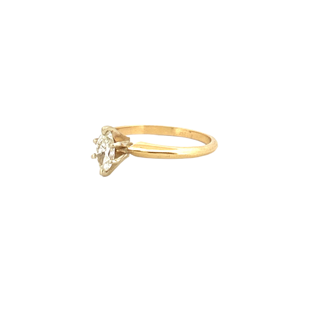 14K Gold 0.40 Carat Natural Marquise Diamond Solitaire Engagement Ring