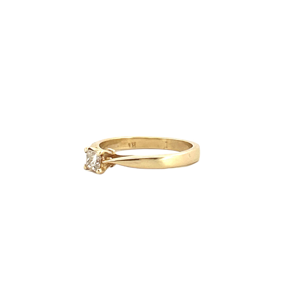 14K Gold 0.10 Carat Natural Princess Diamond Solitaire Cathedral Engagement Ring