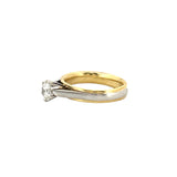 14K Two Tone Gold 6 Prong Cathedral 0.50 Carat Natural Round Solitaire Engagement Ring