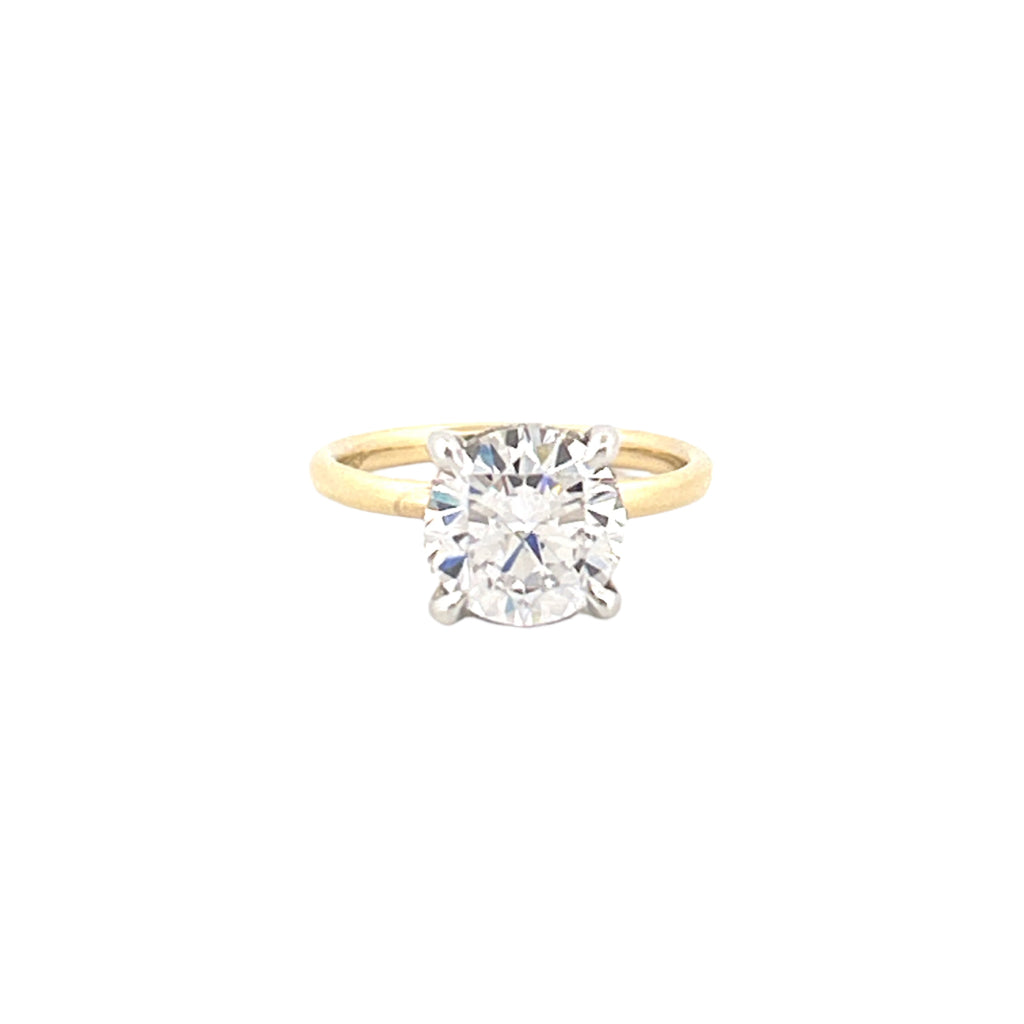 14K Gold 3.00 Carat Round Cut Lab Grown Diamond Solitaire Engagement Ring with Under Halo