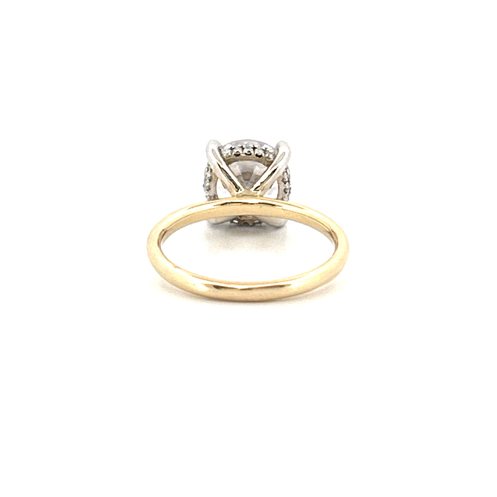 14K Gold 3.00 Carat Round Cut Lab Grown Diamond Solitaire Engagement Ring with Under Halo