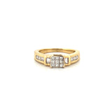 14K Gold Princess Pave Center Diamond Invisible Set Basket Engagement Ring