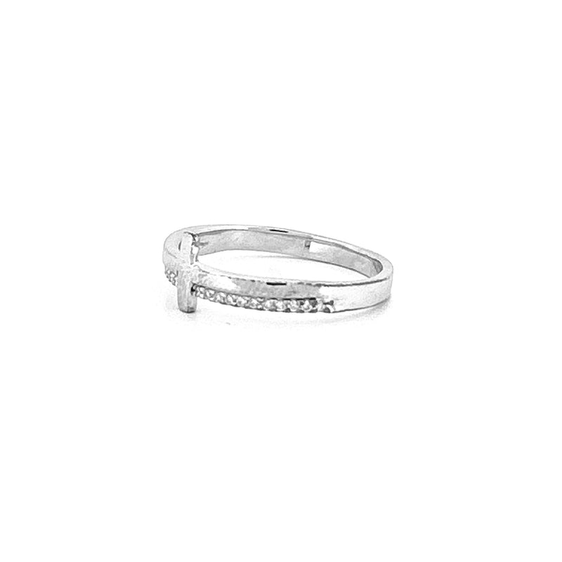 14K Gold Split Diamond Cross Band