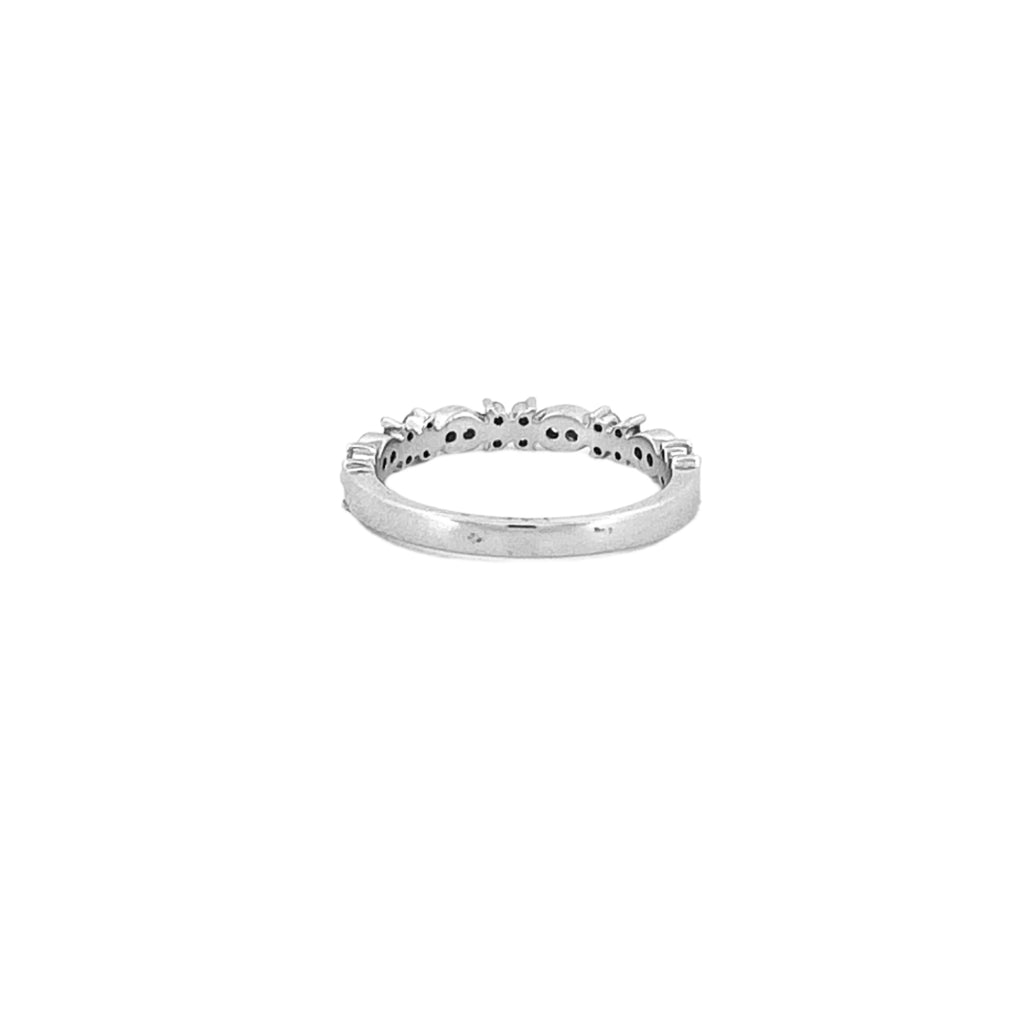 14K Gold Art Deco Flower and Marquise Diamond Fashion Band