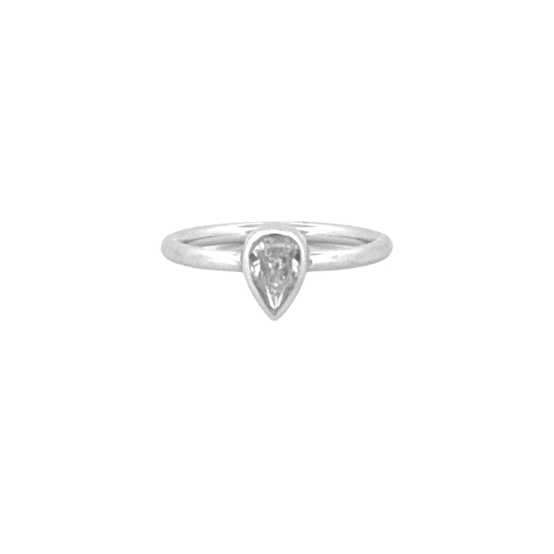 14K Gold 0.40 Carat Lab Grown Diamond Pear Bezel Engagement Ring