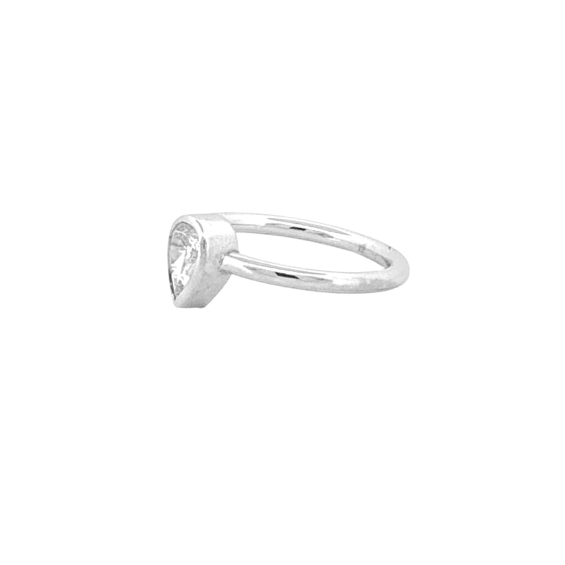14K Gold 0.40 Carat Lab Grown Diamond Pear Bezel Engagement Ring