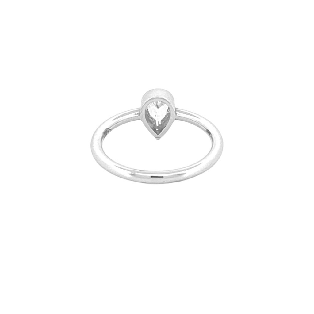 14K Gold 0.40 Carat Lab Grown Diamond Pear Bezel Engagement Ring