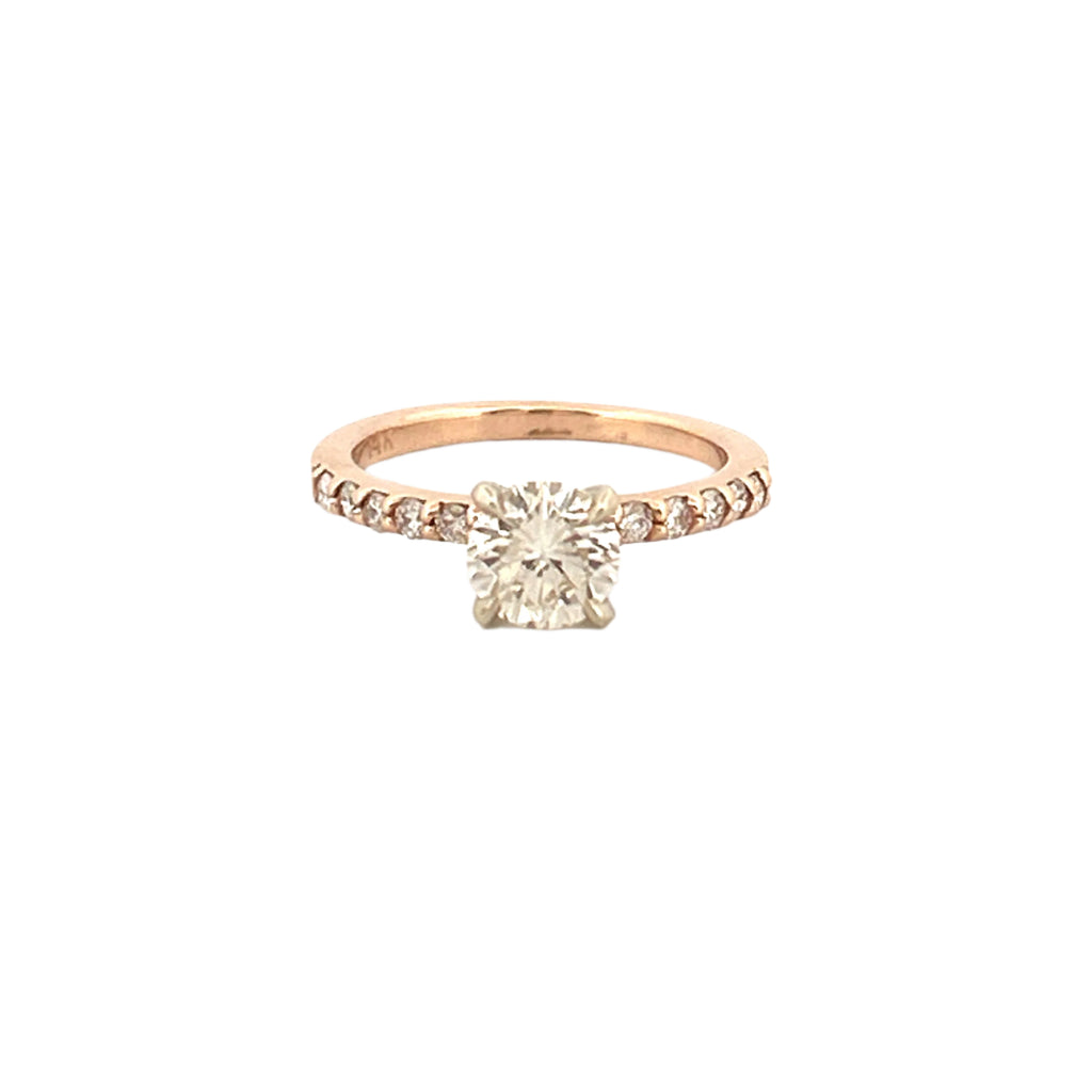 14K Gold 1.00 Carat Lab Grown Round Diamond Prong Set Engagement Ring