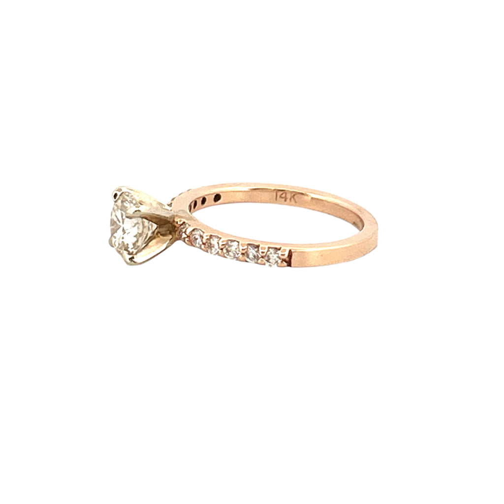 14K Gold 1.00 Carat Lab Grown Round Diamond Prong Set Engagement Ring