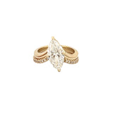 14K Gold 2.00 Carat Lab Grown Slanted Marquise Diamond V Engagement Ring