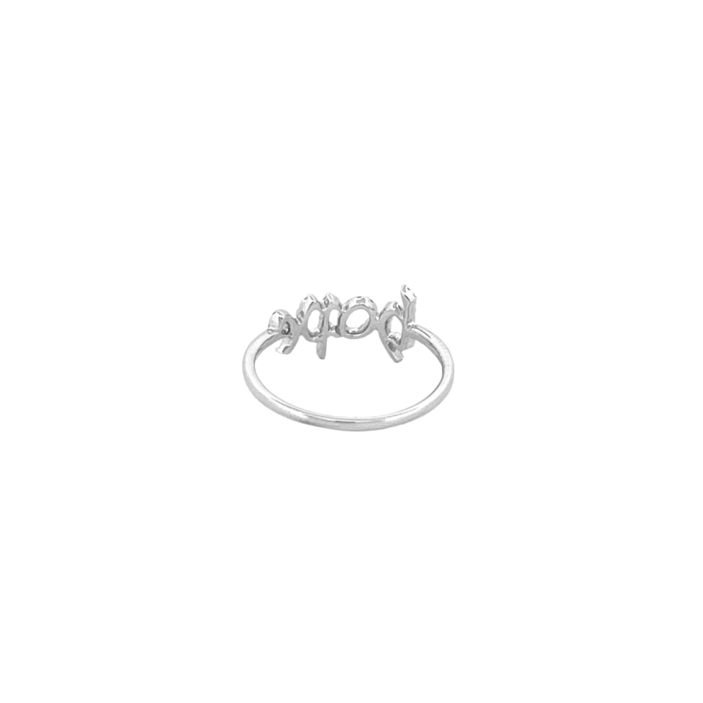 14K White Gold Old English Diamond Hope Ring