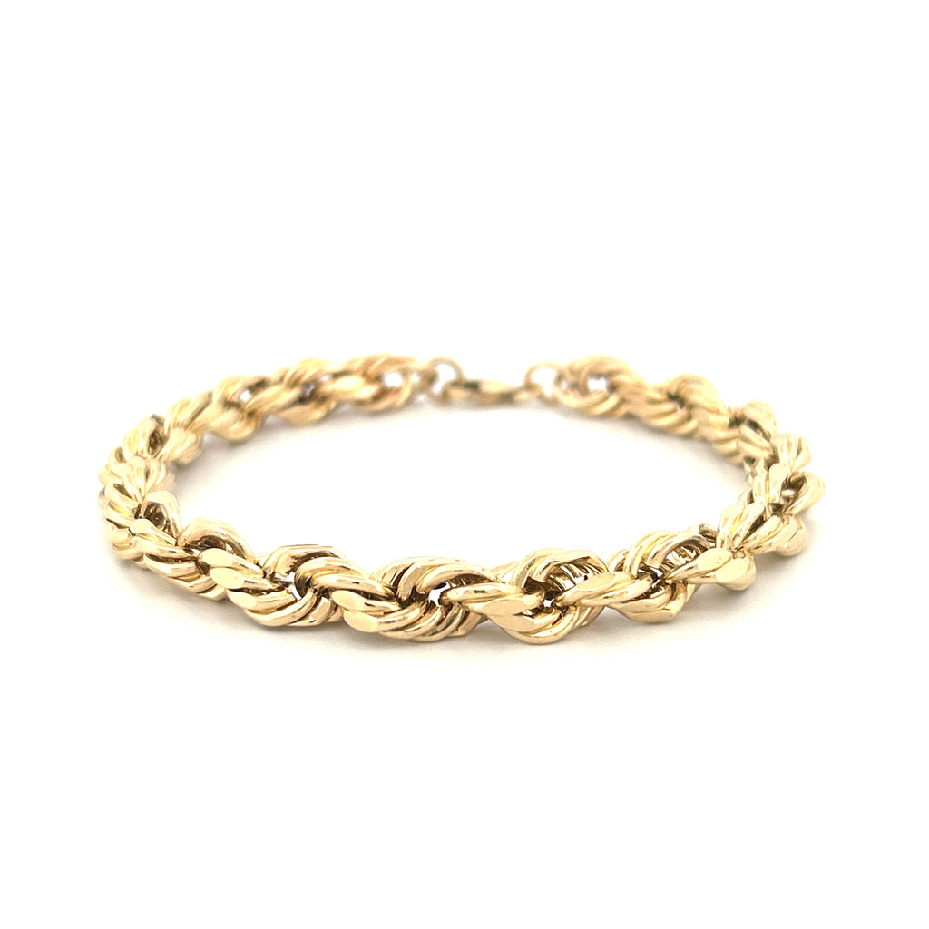 14K Gold 7.8MM Thick Hollow Rope Chain Bracelet
