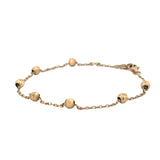 14K Yellow Gold Spaced Diamond Cut Bead Charm Bracelet