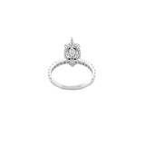 14K Gold 3.00 Carat Lab Grown Marquise Diamond Prong Set Engagement Ring with Diamond Under Halo and Prongs