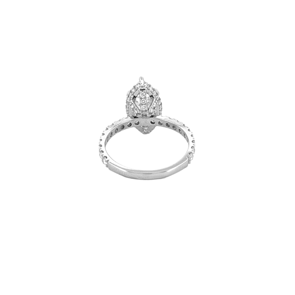 14K Gold 2.50 Carat Lab Grown Marquise Diamond Prong Set Engagement Ring with Diamond Under Halo and Prongs
