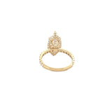 14K Gold 4.00 Carat Lab Grown Marquise Diamond Prong Set Engagement Ring with Diamond Under Halo and Prongs